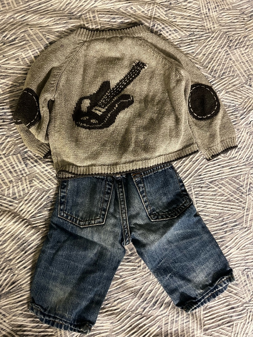 3-6 month Rockstar Baby Piper & Posie Gray Guitar Sweater BabyGap Blue Jeans